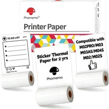 Tr Phomemo Yazıcı Kağıdı Beyaz Kendinden Yapışkanlı Termal Etiketler, Phomemo M02/M02 Pro/m0