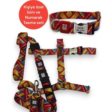 Tr H Tipi Köpek Tasma Seti-(Göğüs+Boyun+Gezdirme) Isimli Köpek Tasma Seti-Orta Büyük Irk De