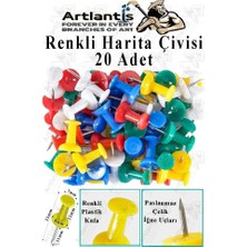 Tr Harita Çivisi Renkli 20 Li 1 Paket Plastik Mantar Pano Raptiyesi Pano Iğnesi Ofis Okul Büro H