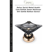 Delux Serisi Metal Ayaklı Cam Küllük Salon Aksesuar Stil Sahibi Balkon Gereci