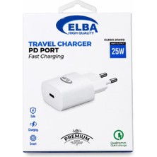 Elba ELB01-25WPD Beyaz 25W Şarj Kafa Type Usb-C Pd3.0-Qc4.0(Akım Koruma-Hızlı Şarj-Isıya Dayanıklı)