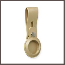 Bezos Airtag Askılı Deri Kılıf - Gold ECO123