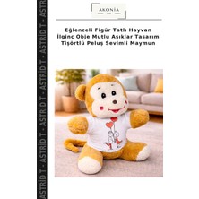 Eğlenceli Figür Tatlı Hayvan Ilginç Obje Mutlu Aşıklar Tasarım Tişörtlü Peluş Sevimli Maymun