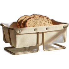 Tr Gold Dikdörtgen Ekmek Sepeti & Çıkarılabilir Bej Kanvas Kumaş