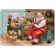 Tr Lipyos Noel Baba ve Çırakları 54 Parça Çocuklar Için Ahşap Puzzle