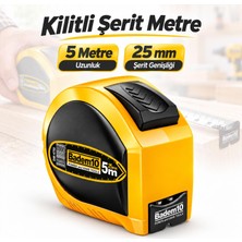Tr Kilitli Şerit Metre 25 mm x 5 mt Mobilya Dolap Ölçümüne Uygun Atölye Işleri Için Pratik