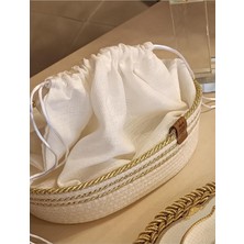Tr Kapanabilir Kumaş Torbalı El Yapımı Ekmek Sepeti Gold 27 x 16