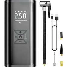 Tr Şarjlı Lastik Şişirme Hava Kompresörü, 150 Psı Güçlü Hava Şişirme, 6000 Mah Uzun Şarj