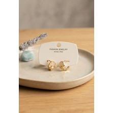 Dmtk- Badm- Pirinç Deniz Kabuğu Model Gold Renk Çocuk Küpe - Bayi Depom Dm Tk