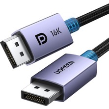 Happy Trend Kablo Vesa Sertifikalı, Dp 2.0 Kablo Dp - Dp Kablosu 16K@30 Hz, 8K@60Hz, 4K@240Hz 80 Gbps Hdr, Hdcp, Displayport 2.1 Kablosunu Destekler, Oyun Monitörüyle Uyumlu (2m)