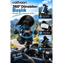 Magicool Psk Şarjlı Motosiklet Telefon Tutucu Güneş ve Yağmur Korumalı 15W Kablosuz 360° Döner Gidon ve Ayna Bağlantılı