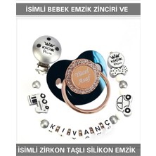 Tr Isimli Bebek Emzik Zinciri ve Silikon Emzik Seti, 0-6 Ay, Siyah