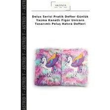 Delux Serisi Pratik Defter Günlük Yazma Kanatlı Figür Unicorn Tasarımlı Peluş Hatıra Defteri