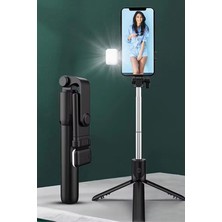 Tr LED Işıklı Bluetooth Kumandalı Selfie Çubuğu Kablosuz Tripot