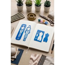 Tr Moda Tasarım Çizim Boyama Şablon Cetvel Set (Mavi)