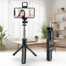 Tr Bluetooth Kumandalı Tripodlu Işıklı Selfie Stick - Uzatılabilir, Ios & Android Uyumlu