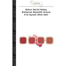 Delux Serisi Kolay Kullanım Güzellik Ürünü 4'lü Aynalı Allık Seti