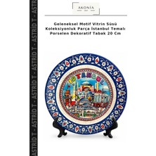 Geleneksel Motif Vitrin Süsü Koleksiyonluk Parça Istanbul Temalı Porselen Dekoratif Tabak 20 cm