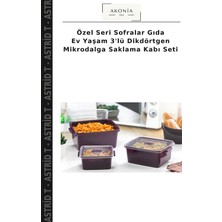 Özel Seri Sofralar Gıda Ev Yaşam 3'lü Dikdörtgen Mikrodalga Saklama Kabı Seti