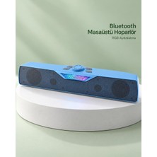 Hace Bazaar Rgb Işıklı Bluetooth 5.4 Masaüstü Soundbar Hoparlör USB ve Tf Kart Destekli Mavi