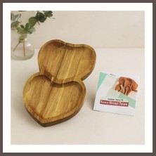 Bezos Akasya Kalpli 2 Bölmeli Ahşap Servis Tepsisi 25X14X1.4 cm ECO123