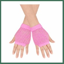 Bezos 80’ 90’lar Retro Neon Pembe File Parmaksız Kısa Eldiven 11 cm Bss
