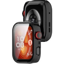 Pratik Ev Huawei Watch Fit 4 ile Uyumlu 360° Tam Kasa ve Ekran Koruyucu – Şeffaf Silikon Tpu Kaplama, Darbe ve Çizilme Önleyici, Ultra Ince Tam Koruma Kılıf (Siyah)