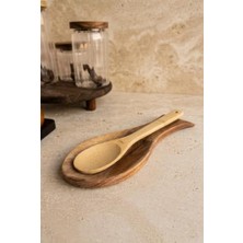 Pratik Ev Akasya Ahşap Kaşık Altlığı 27X11.5 cm - Tezgah Üstü ve Ocak Yanı Kirli Kaşıklık