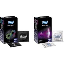 Pratik Ev Maraton Geciktiricili Prezervatif 20'li (1 x 20 Adet)+ Intense Uyarıcı Jelli ve Tırtıklı Prezervatif 20'li (1 x 20 Adet)