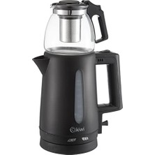 Pratik Ev KTM-2907 Çay Yapma Makinesi, 1.8 L Kettle ve 0.9 L Demlik Kapasitesi, Siyah
