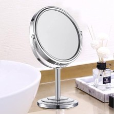 aklow akyoleticaret Ayna, Makyaj Aynası Masaüstü 13X13 Cm. Çift Taraflı 3x Büyüteçli Ayna, Paslanmaz Krom Büyüteçli Makyaj Aynası