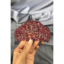 aklow akyoleticaret Koyu Kırmızı Kristal Boncuklu Gelin ve Kına Tacı