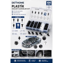 aklow akyoleticaret 100 Parça Oto Plastik Bağlantı Elemanları Seti – 6 Farklı Tip Kaplama Klipsi, Tampon ve Trim Sabitleme Perçin Seti