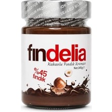 aklow akyoleticaret Fındelia %45 Fındıklı Kakaolu Fındık Kreması 340 G, Parçacıklı Kahvaltılık Sürülebilir Krema, Yoğun Fındık ve Kakao Lezzeti