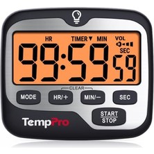 aklow akyoleticaret Saat, Thermopro TM01 Dijital Mutfak Zamanlayıcısı, Geri Sayım ve Kronometre, Ayarlanabilir Sesli Alarm ve Geniş Arkadan Aydınlatmalı LCD Ekranlı Manyetik Zamanlayıcı