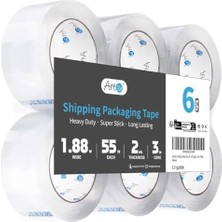Kazan Hobi 6 Rulo Karton Sızdırmazlık Bandı Ağır Hizmet, 2 Mil Kalın, Şeffaf Ambalaj Bandı, 1.9" x 55 Yds