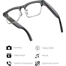 aklow akyoleticaret G3 Akıllı Kamera Gözlüğü Bluetooth Müzik Dinleme Fotoğraf Video Kaydı Aı Çeviri Yapay Zeka Gözlük_silver