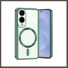 Bezos Samsung Galaxy S25 Uyumlu Edge Kross Magneticsafe Kapak - Koyu Yeşil ECO123