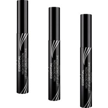 Kazan Hobi Maskara, Essential High Definition And Liftup And Great Volume Mascara - Black - Lift Up Ekstra Hacim Veren, (3 Paketi)