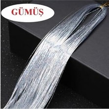 Kazan Hobi Saç Simi Gümüş - Saça Pratik Bağlanan Hair Tinsel 110-120 cm Uzunluğunda