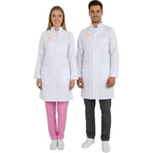 Kazan Hobi Vizit Önlüğü, Unisex Beyaz Doktor Hekim Hakim Yaka, L Beden