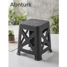 Kazan Hobi Siyah Renk Sağlam Dayanıklı Rattan Hasır Tabure Kırılmaz Yamulmaz Sandalye 28X45 cm