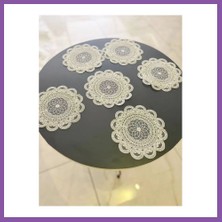 Bezos 6 Lı Dantel Kahve Sunumluğu 15X15 cm Asorti Desenli Bardak Altlığı Türk Kahvesi Fincan Sunum Seti Bzoshb