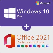 Microsoft Windows 10 Pro + Office 2021 Pro Plus Key Orijinal Ömür Boyu Lisans, Kolay Kurulum Etkinleştirme