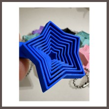 Bezos 3D Baskı Yıldız Fidget Anahtarlık - Hareketli Stres Oyuncağı ve Çanta Aksesuarı-Mavi ECO123