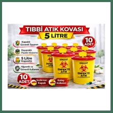 Bezos Tıbbi Atık Kovası 5 Litre 10 Adet Kapaklı Tıbbi Atık Kutusu Enfekte Atık Kovası Bss