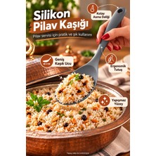 BURADABULDUN Silikon Pilav Kaşığı Gri Renk Geniş Yüzeyli Ergonomik Saplı Servis Kaşığı