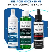 Quins Derm Solutions Gözenek Görünümü Için 3'lü Cilt Bakım Seti - Aha Bha Peeling Serum, Niacinamide Tonik, Yüz Köpüğü