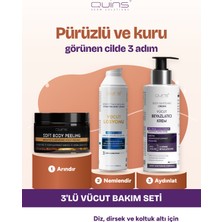 Quins Derm Solutions 3'lü Vücut Bakım Seti - Üzüm Çekirdekli Peeling, Nemlendirici Losyon ve Vücut Aydınlatıcı Krem