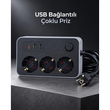 Herşey Trend Çalışma Alanlarına Uygun Anahtarlı USB ve Type C Şarj Çıkışlı Kablolu Çoklu Priz